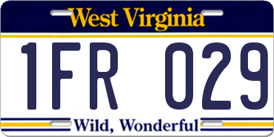 WV license plate 1FR029