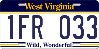 WV license plate 1FR033