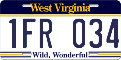 WV license plate 1FR034
