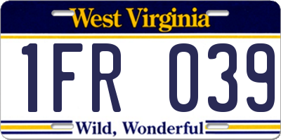 WV license plate 1FR039