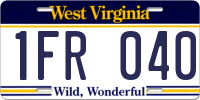 WV license plate 1FR040