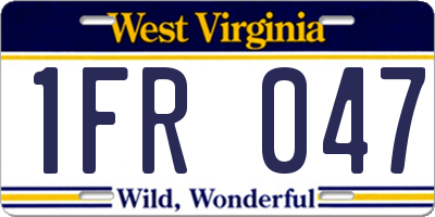 WV license plate 1FR047