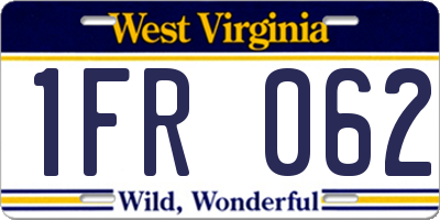 WV license plate 1FR062