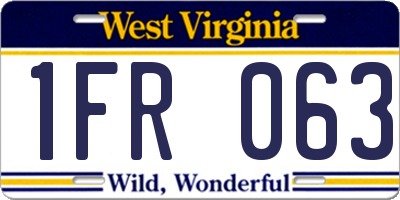 WV license plate 1FR063