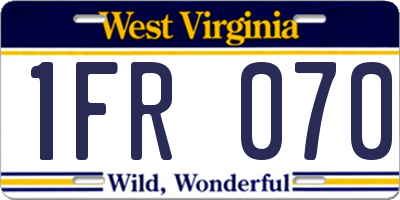 WV license plate 1FR070