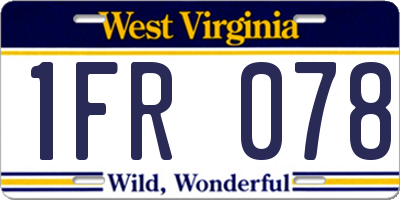 WV license plate 1FR078