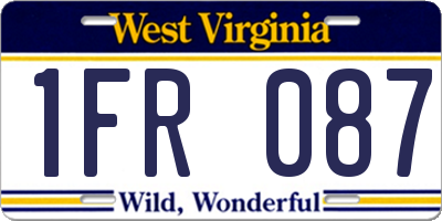 WV license plate 1FR087