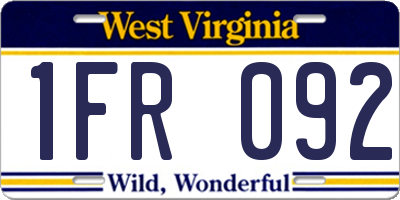 WV license plate 1FR092
