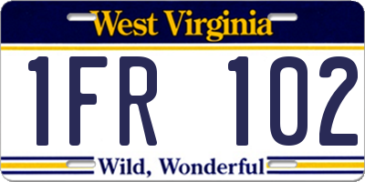 WV license plate 1FR102