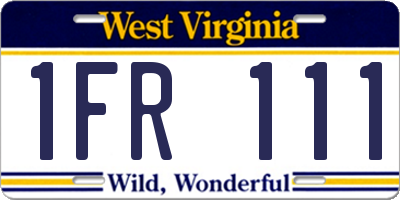 WV license plate 1FR111