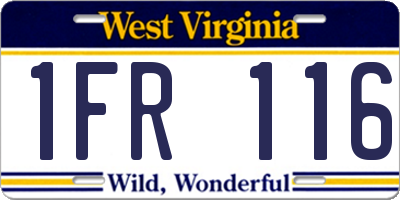 WV license plate 1FR116