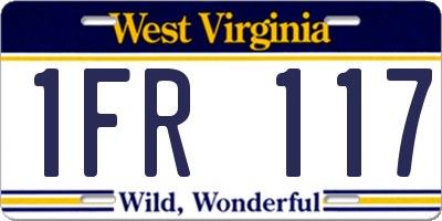 WV license plate 1FR117