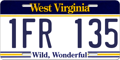 WV license plate 1FR135