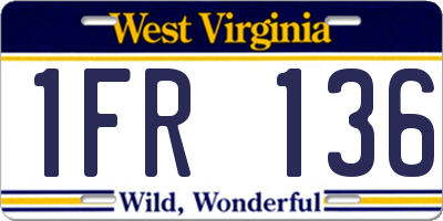 WV license plate 1FR136