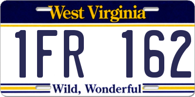 WV license plate 1FR162