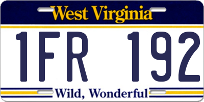 WV license plate 1FR192