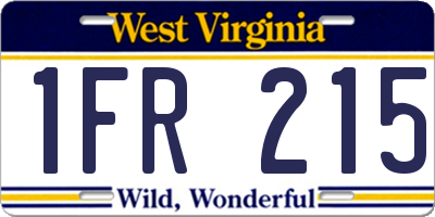 WV license plate 1FR215