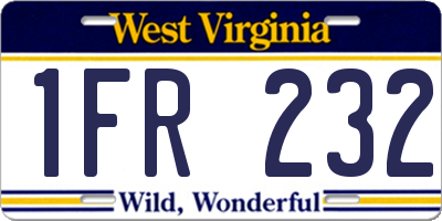 WV license plate 1FR232
