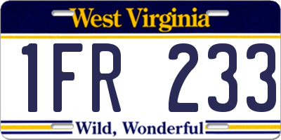 WV license plate 1FR233