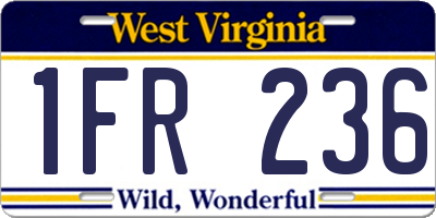WV license plate 1FR236
