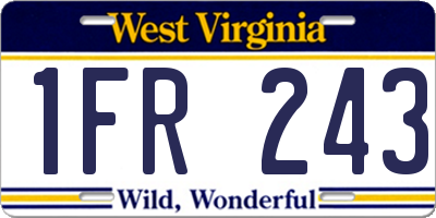 WV license plate 1FR243