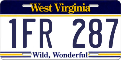 WV license plate 1FR287