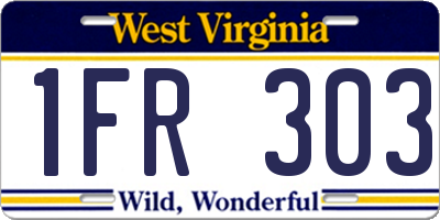 WV license plate 1FR303