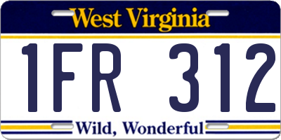 WV license plate 1FR312