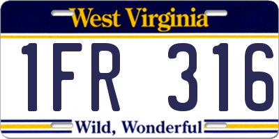 WV license plate 1FR316