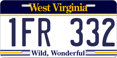 WV license plate 1FR332