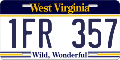 WV license plate 1FR357