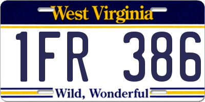 WV license plate 1FR386