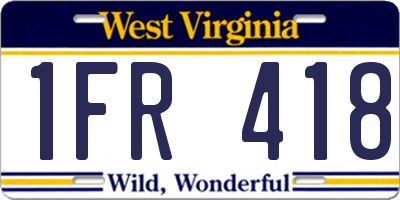 WV license plate 1FR418