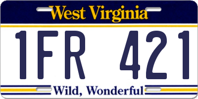 WV license plate 1FR421
