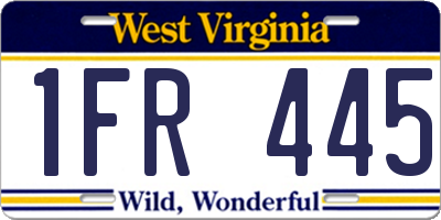 WV license plate 1FR445