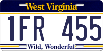 WV license plate 1FR455