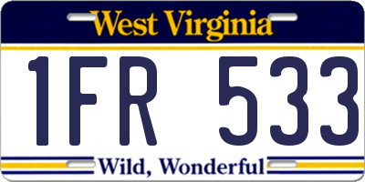 WV license plate 1FR533