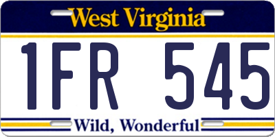 WV license plate 1FR545