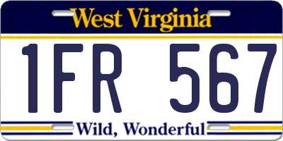 WV license plate 1FR567