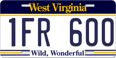WV license plate 1FR600