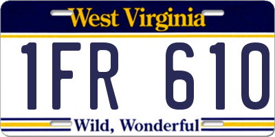WV license plate 1FR610