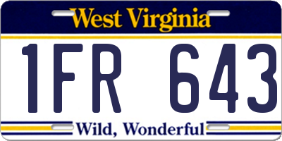 WV license plate 1FR643