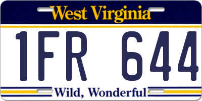 WV license plate 1FR644