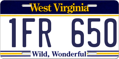 WV license plate 1FR650