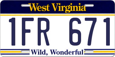 WV license plate 1FR671