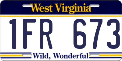 WV license plate 1FR673