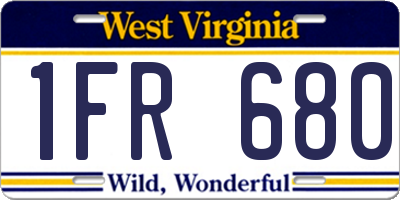 WV license plate 1FR680