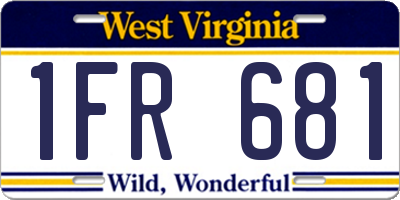 WV license plate 1FR681