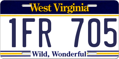 WV license plate 1FR705