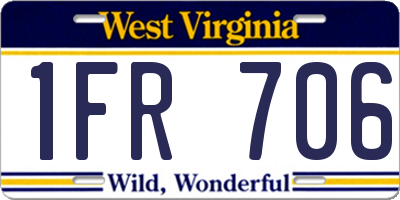 WV license plate 1FR706